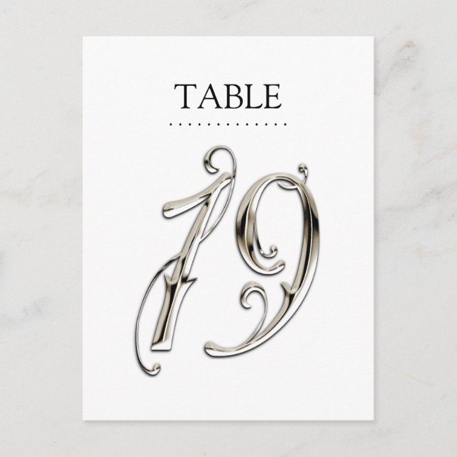 Any Color Table Numbers Fancy Silver (Front)