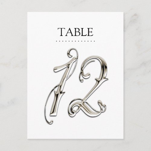 Any Color Table Numbers Fancy Silver
