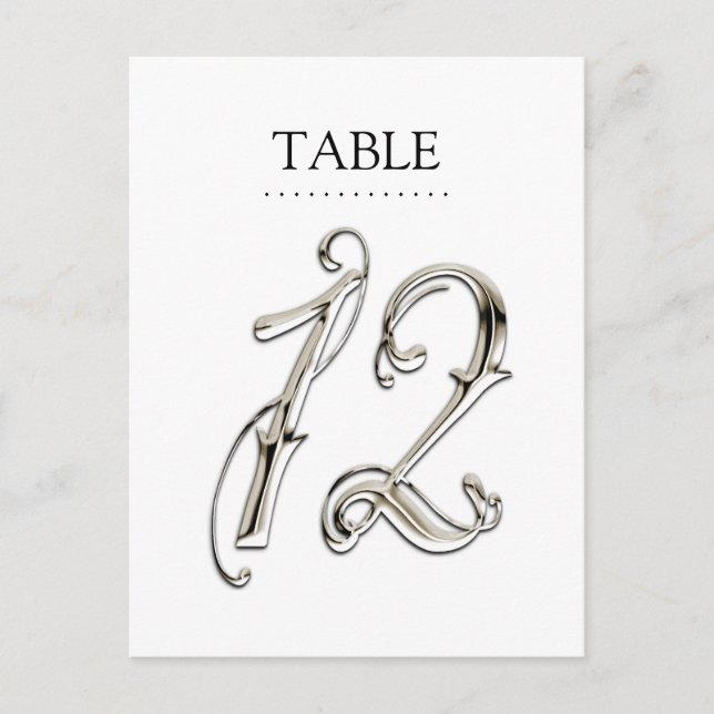 Any Color Table Numbers Fancy Silver (Front)