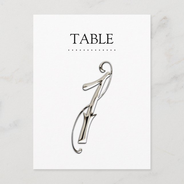Any Color Table Numbers Fancy Silver (Front)