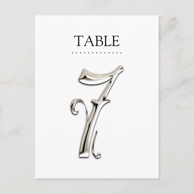 Any Color Table Numbers Fancy Silver (Front)