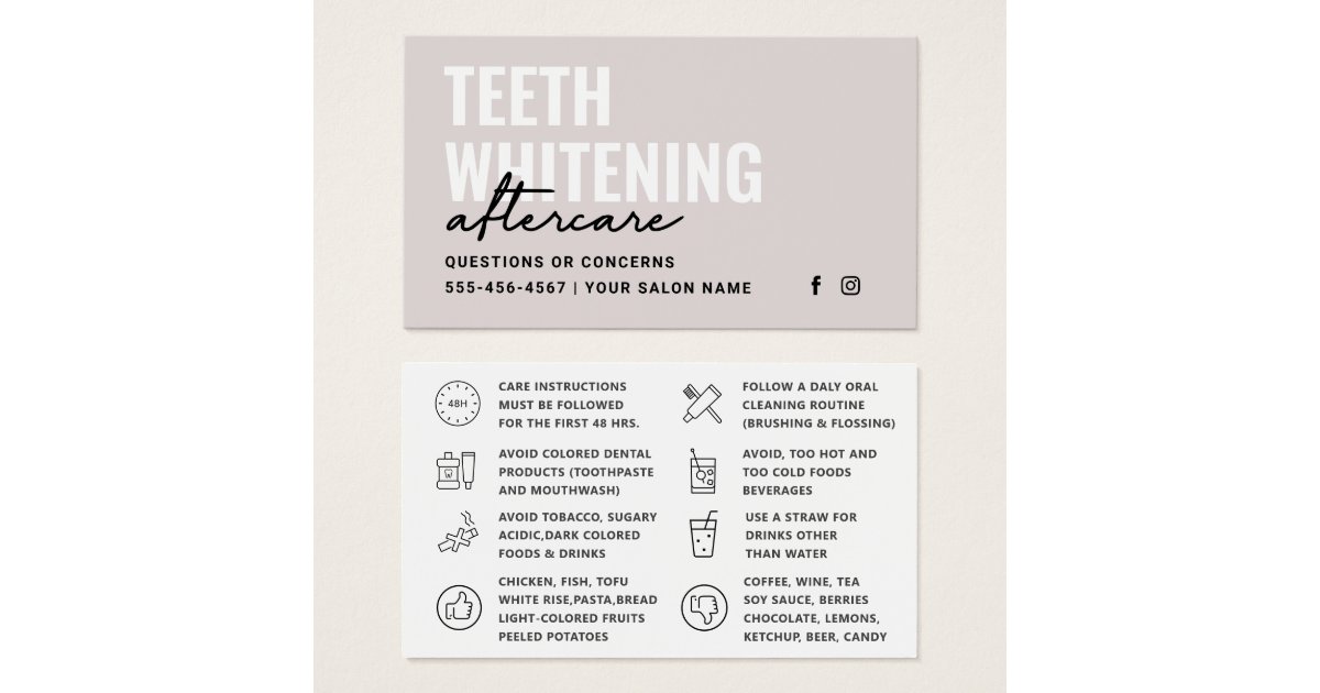 Any Color Teeth Whitening Aftercare Instructions Zazzle