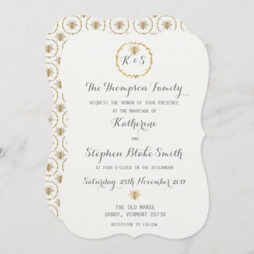 Any Color Template Gold Foil Golden Bees Wedding