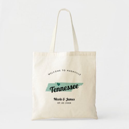 Any Color Tennessee Map Wedding Welcome Bag Tote Bag