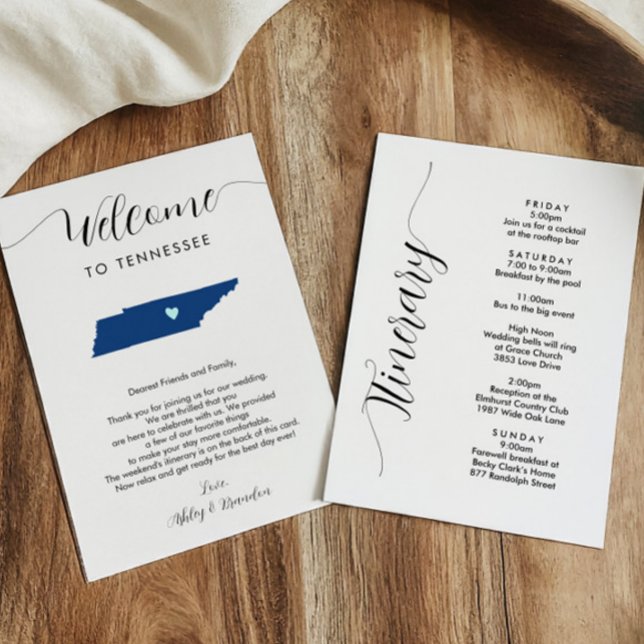 Any Color Tennessee Wedding Welcome Itinerary (Creator Uploaded)