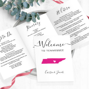 Any Color Tennessee Wedding Welcome Itinerary Tri-Fold Program