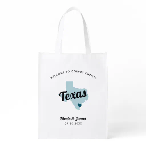 Any Color Texas Map Wedding Welcome Tote Bag