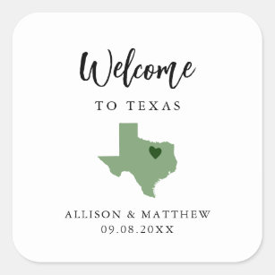 Any Color Texas Wedding Welcome Bag  Square Sticker