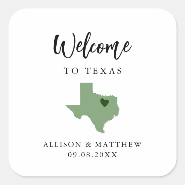 Any Color Texas Wedding Welcome Bag  Square Sticker (Front)
