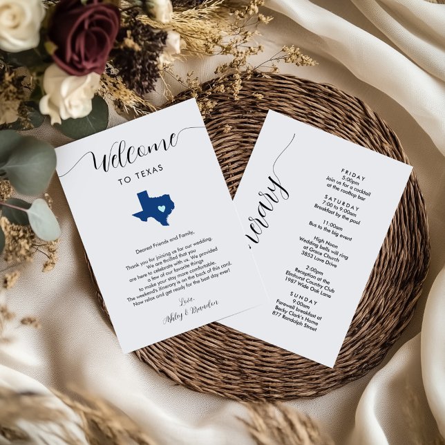 Any Color Texas Wedding Welcome Letter & Itinerary (Creator Uploaded)