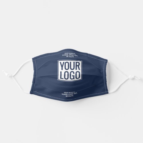 Any Color  Text Business Company Logo Navy Blue Adult Cloth Face Mask