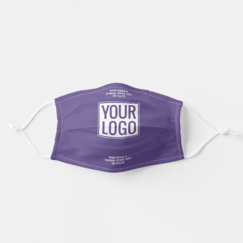 Any Color  Text Business Company Logo Purple Adult Cloth Face Mask