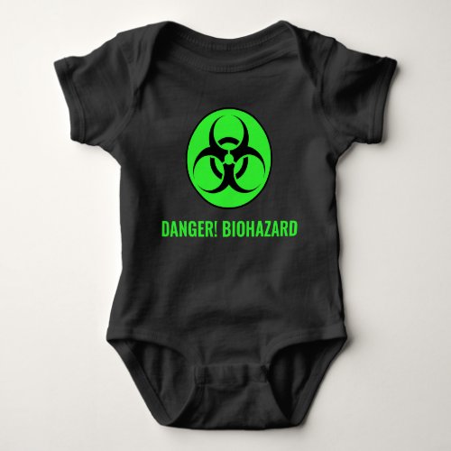 Any ColorText Danger Toxic Green Biohazard Symbol Baby Bodysuit