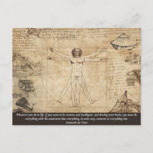 Any Color/Text Vitruvian Man Leonardo da Vinci Art Postcard