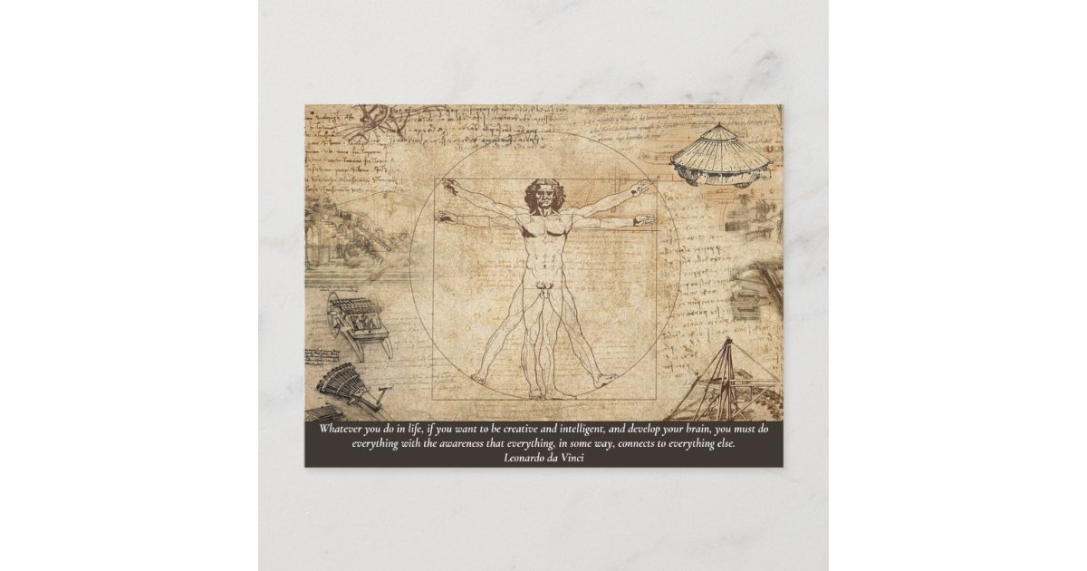 Any Color/Text Vitruvian Man Leonardo da Vinci Art Postcard | Zazzle