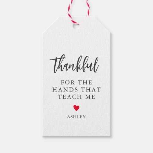 Any Color Thankful for the Hands That Teach Me Gift Tags