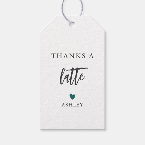 Any Color Thanks a Latte Tags Coffee Thank You Gift Tags