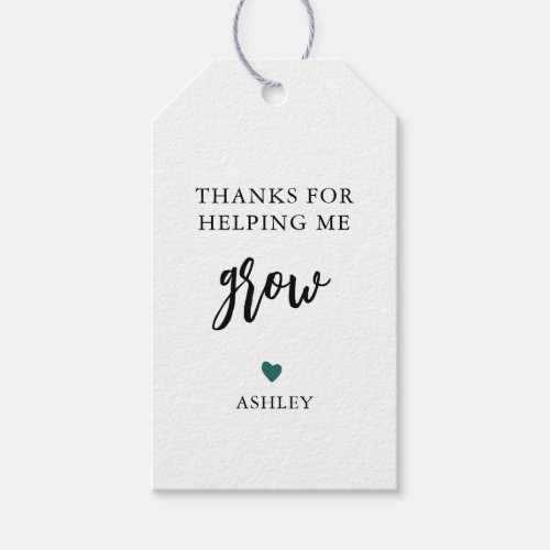 Any Color Thanks for Helping Me Grow Thank You Gift Tags