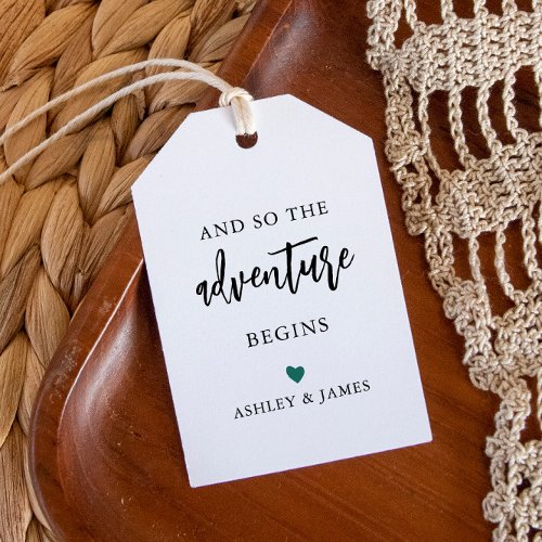 Any Color The Adventure Begins Wedding Welcome Gift Tags