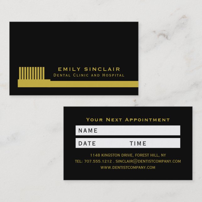Any Color Toothbrush, Dentist Appointment Business Card (Front/Back)
