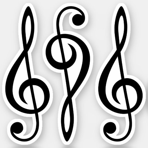 Any color treble G clef stickers