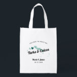 Any Color Turks and Caicos Wedding Welcome Bag<br><div class="desc">Wedding weekend welcome gift bag for out of town guests to your wedding, featuring image of Turks and Caicos. You may edit the colors for any part of this design, as well as move the heart to the location of your wedding. To change colors, click personalize and then "edit using...</div>