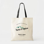 Any Color Turks and Caicos Wedding Welcome Bag, Tote Bag<br><div class="desc">Wedding weekend welcome gift bag for out of town guests to your wedding, featuring image of Turks and Caicos. You may edit the colors for any part of this design, as well as move the heart to the location of your wedding. To change colors, click personalize and then "edit using...</div>