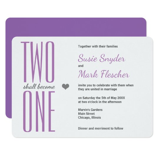 Any Color Two Become One Bible Wedding Invitation Zazzle Com