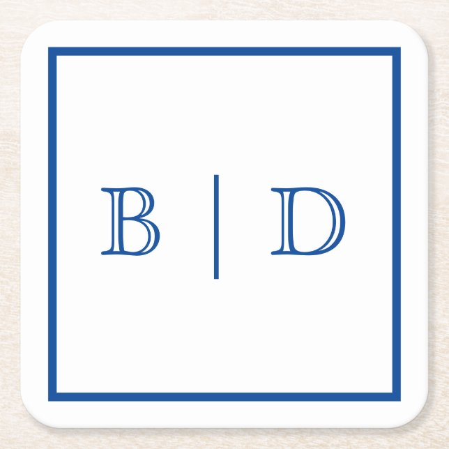 Any Color - Two Letter Monogram Paper Coasters (Front)