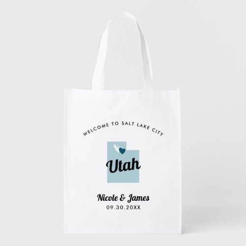 Any Color Utah Map Wedding Welcome Bag Grocery Bag
