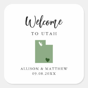 Any Color Utah Wedding Welcome Bag Square Sticker