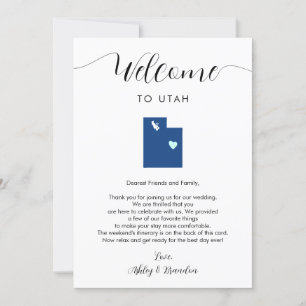 Any Color Utah Wedding Welcome Letter & Itinerary