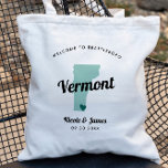 Any Color Vermont Map Wedding Welcome Bag, Tote Bag<br><div class="desc">Wedding weekend welcome gift bag for out of town guests to your wedding, featuring image of Vermont. You may edit the colors for any part of this design, as well as move the heart to the location of your wedding. To change colors, click personalize and then "edit using the design...</div>