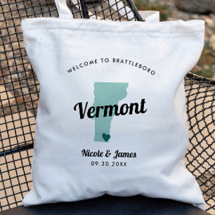 Any Color Vermont Map Wedding Welcome Bag, Tote Bag