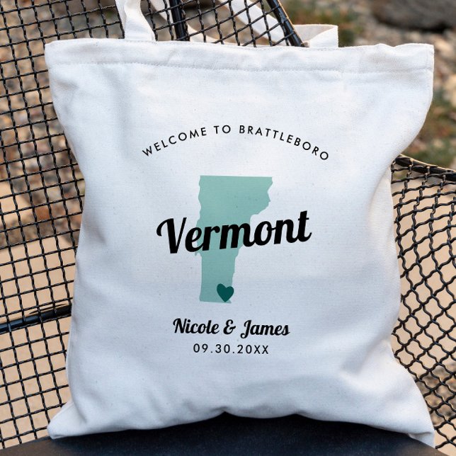 Any Color Vermont Map Wedding Welcome Bag, Tote Bag (Creator Uploaded)