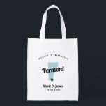 Any Color Vermont Wedding Welcome Bag, Grocery Bag<br><div class="desc">Wedding weekend welcome gift bag for out of town guests to your wedding, featuring image of Vermont. You may edit the colors for any part of this design, as well as move the heart to the location of your wedding. To change colors, click personalize and then "edit using the design...</div>