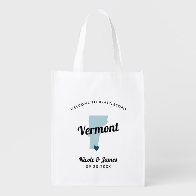 Any Color Vermont Wedding Welcome Bag, Grocery Bag (Front)