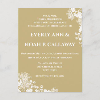 Any Color Vintage Floral Wedding Invitation Postcard