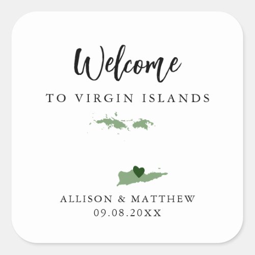 Any Color Virgin Islands Wedding Welcome Bag Square Sticker