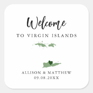 Any Color Virgin Islands Wedding Welcome Bag Square Sticker