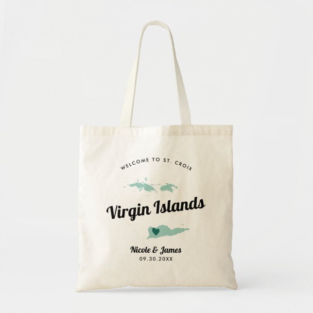 Any Color Virgin Islands Wedding Welcome Bag, Tote Bag (Front)