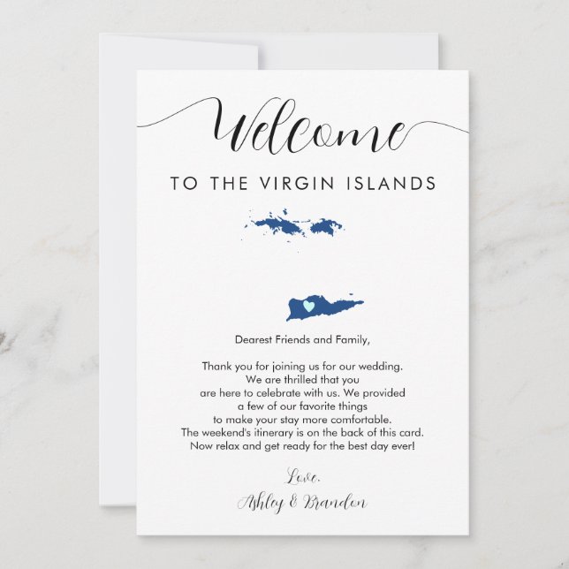 Any Color Virgin Islands Wedding Welcome Itinerary (Front)