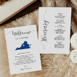 Any Color Virginia Wedding Welcome Itinerary<br><div class="desc">This modern and elegant card is the perfect addition to your hotel welcome bags. Enter the main events and a customized note to help your guests navigate the weekend. The size allows you to enter all the information you need. Everything in this card is editable. To change colors or move...</div>