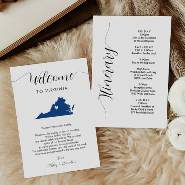 Any Color Virginia Wedding Welcome Itinerary (Creator Uploaded)