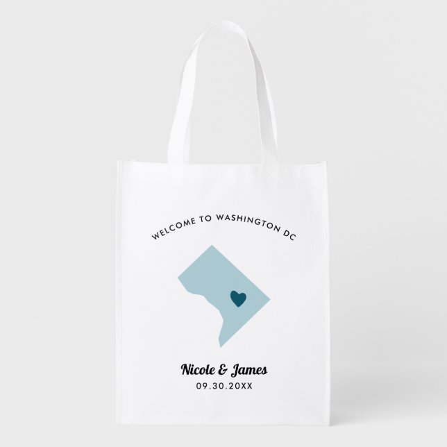 Any Color Washington D.C. Wedding Welcome Bag, Grocery Bag (Front)