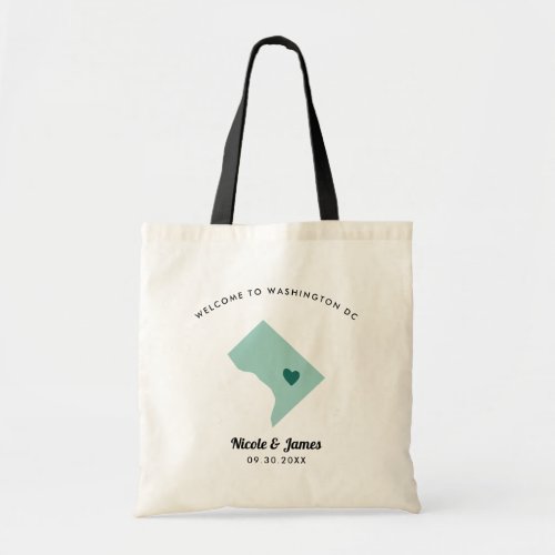 Any Color Washington DC Map Wedding Welcome Bag Tote Bag