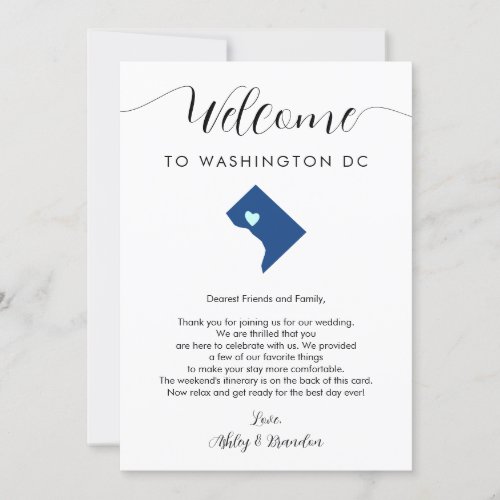 Any Color Washington DC Wedding Welcome Itinerary