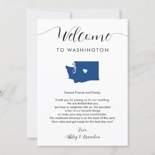 Any Color Washington Wedding Welcome Itinerary