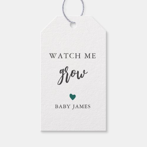 Any Color Watch Me Grow Plant Baby Shower Tag Gift Tags