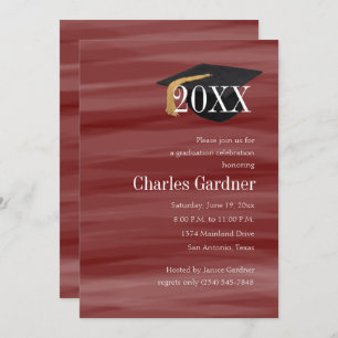 Any Color Watercolor Wash with Graduation Cap Invitation